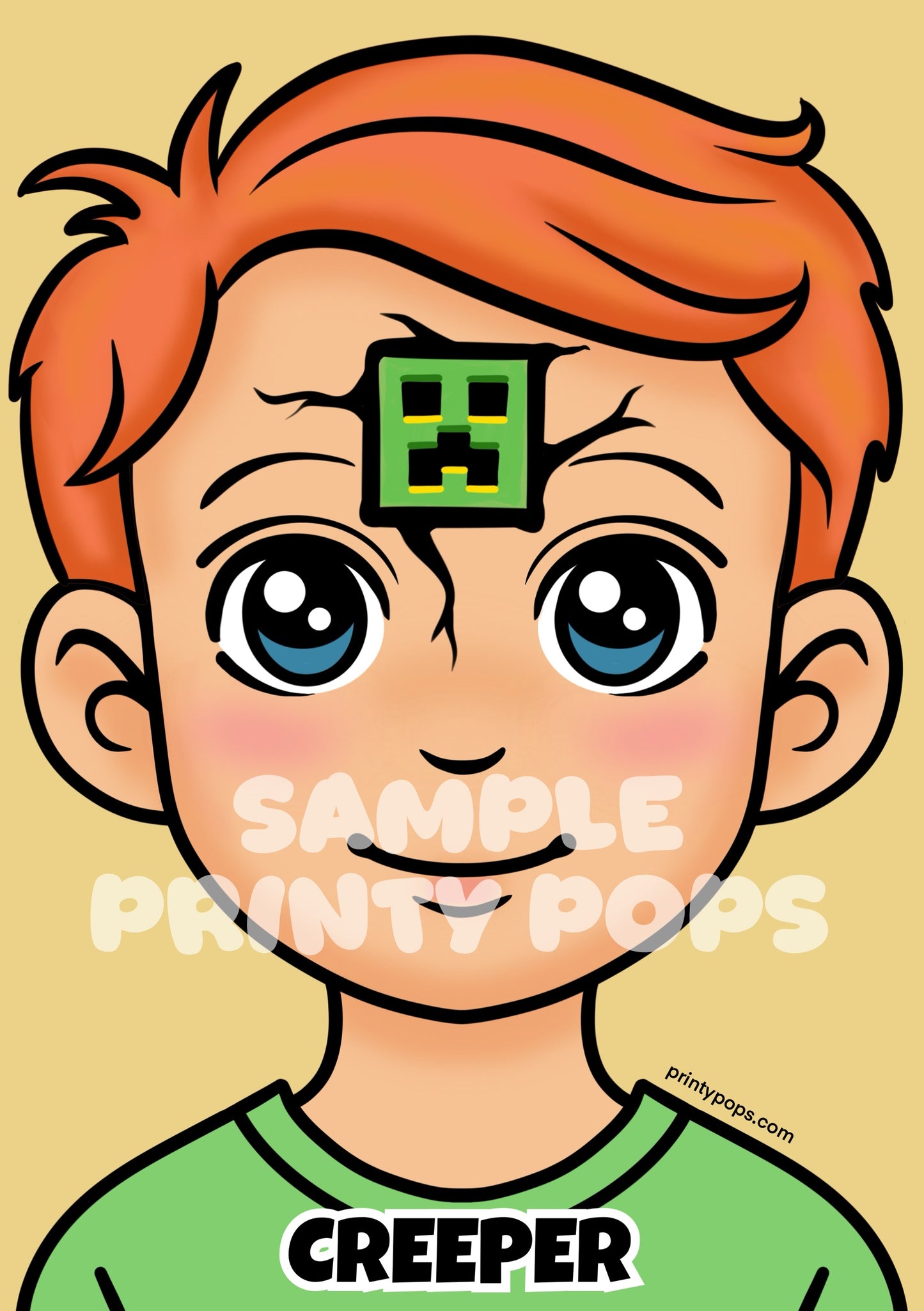 Creeper - Printed Face Painting Menu Card