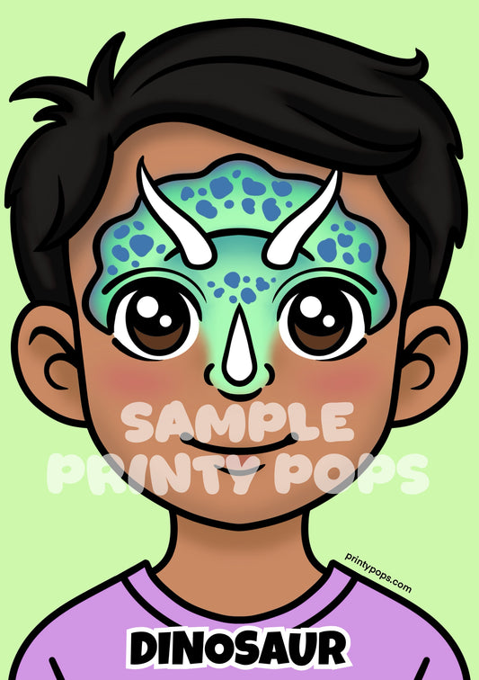 Dinosaur - Printed Face Painting Menu Card