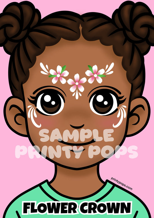 Flower Crown - Printed Face Painting Menu Card