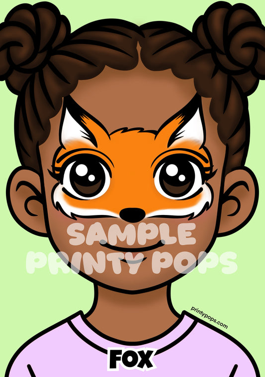 Fox - Printed Face Painting Menu Card