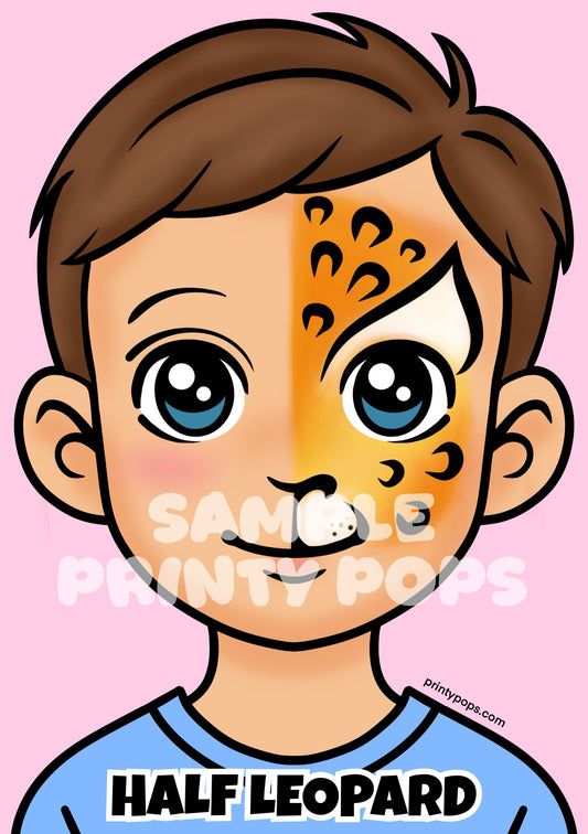 Half Leopard - Printed Face Painting Menu Card