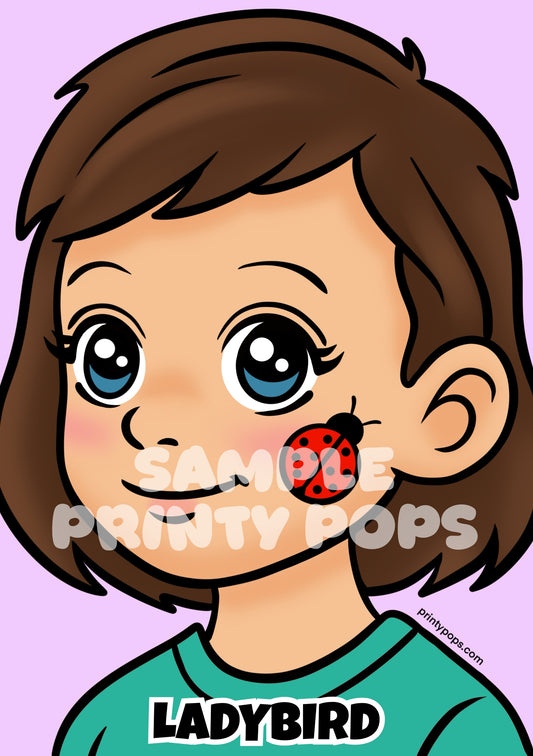 Ladybird - Printed Face Painting Menu Card