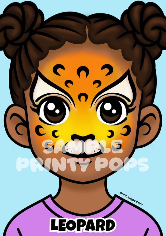 Leopard - Printed Face Painting Menu Card