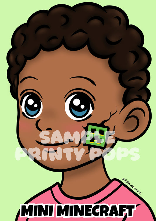 Mini Minecraft - Printed Face Painting Menu Card