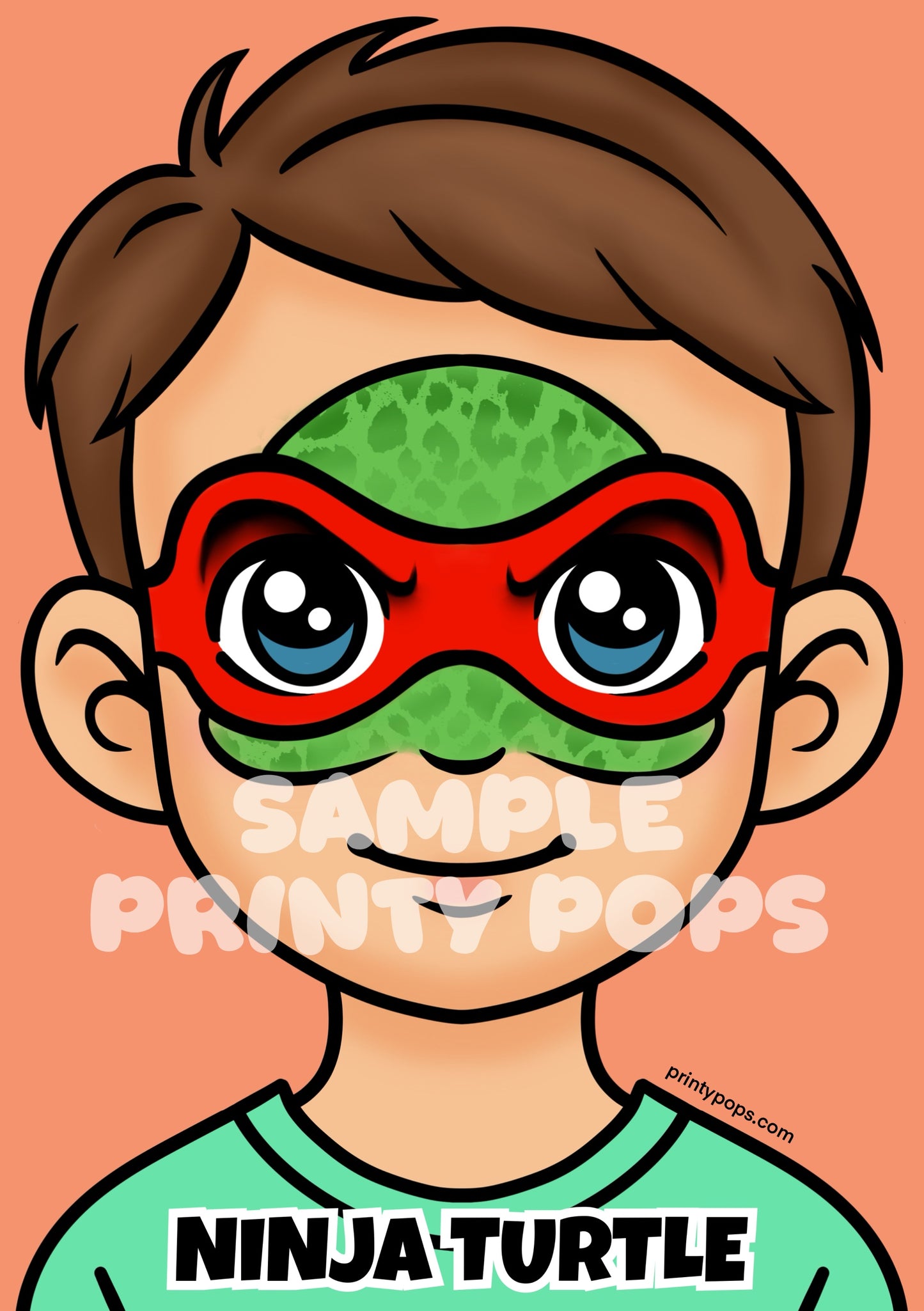 Ninja Turtle - Printed Face Painting Menu Card