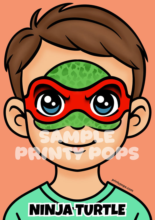 Ninja Turtle - Printed Face Painting Menu Card