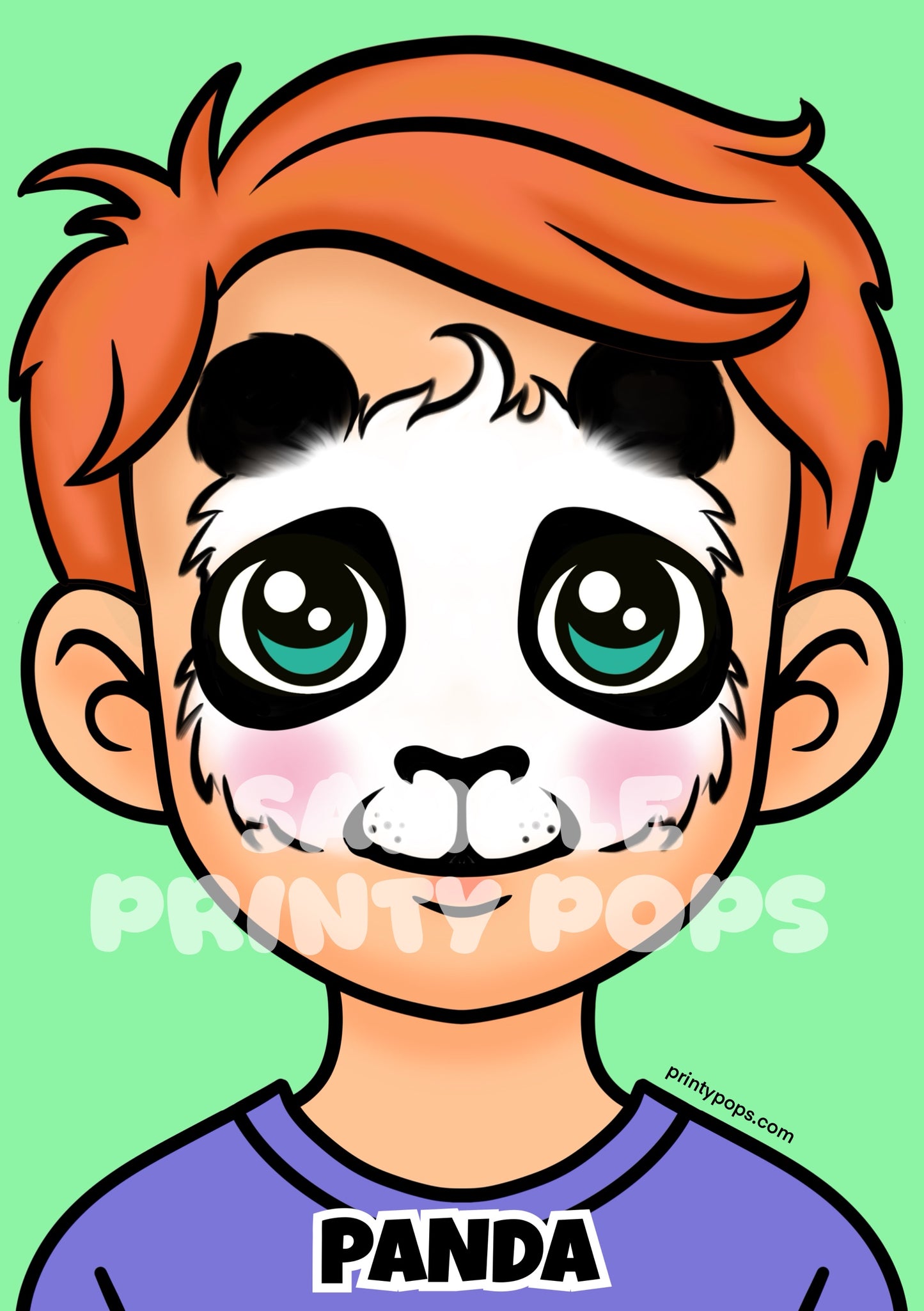 Panda - Printed Face Painting Menu Card