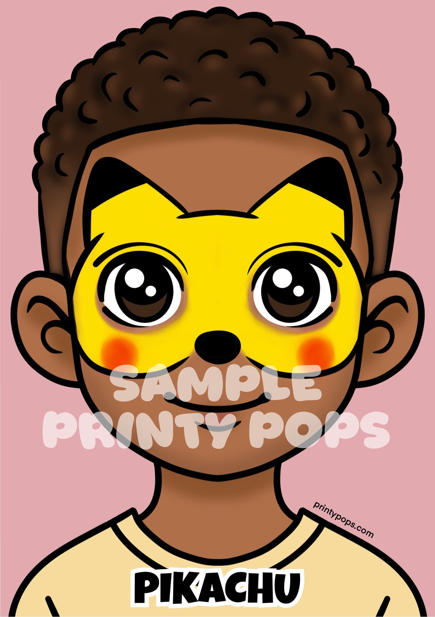 Pikachu - Printed Face Painting Menu Card