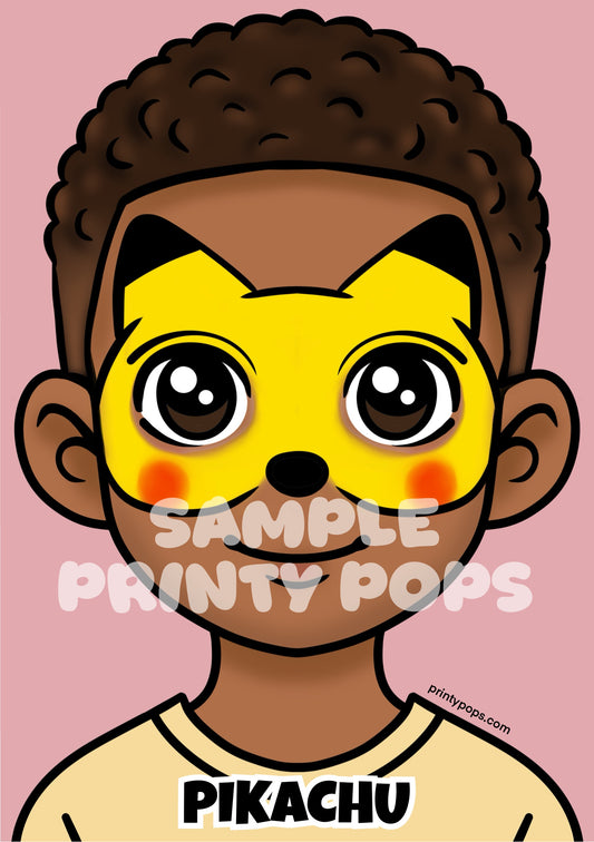 Pikachu - Printed Face Painting Menu Card