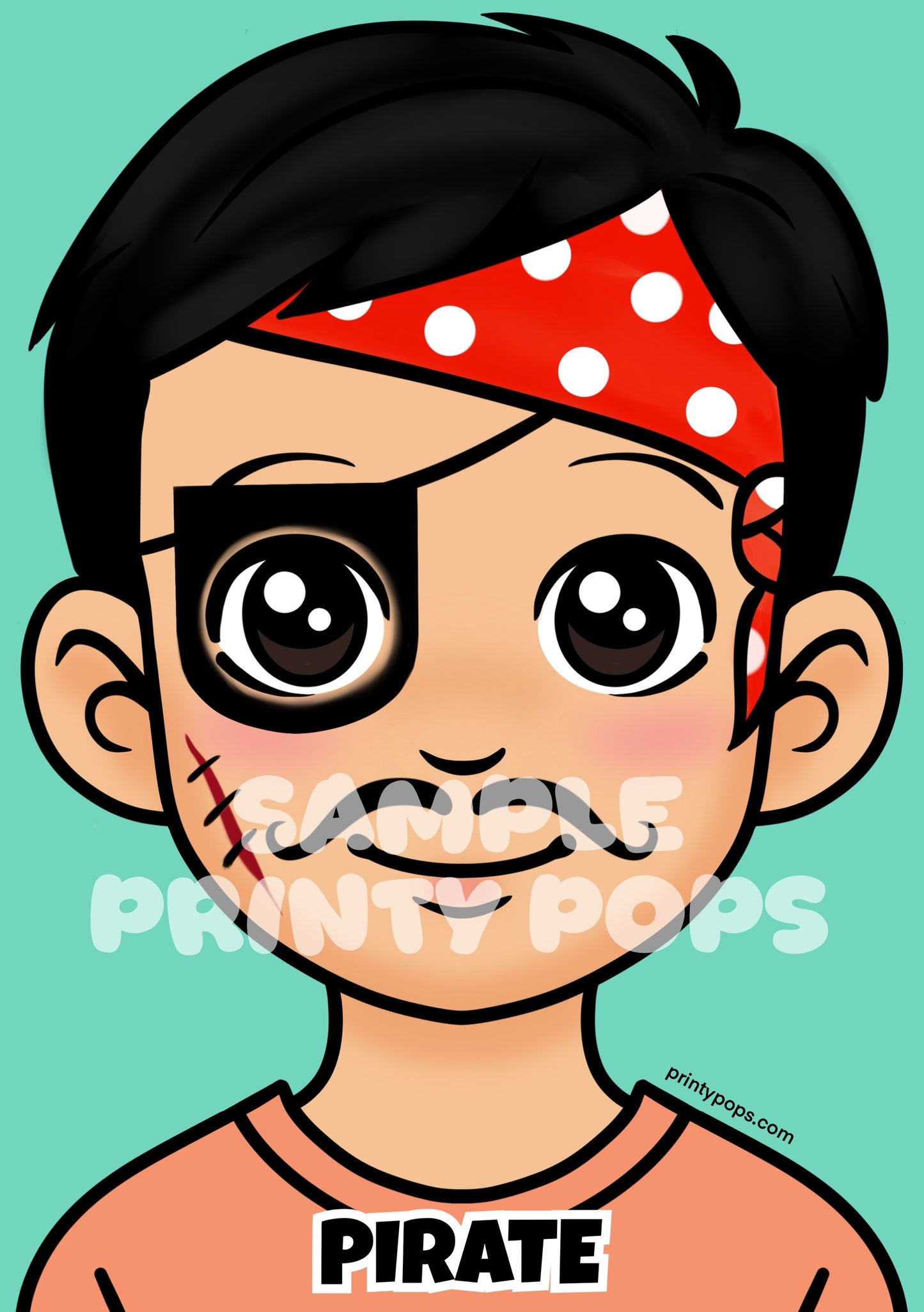 Pirate - Printed Face Painting Menu Card