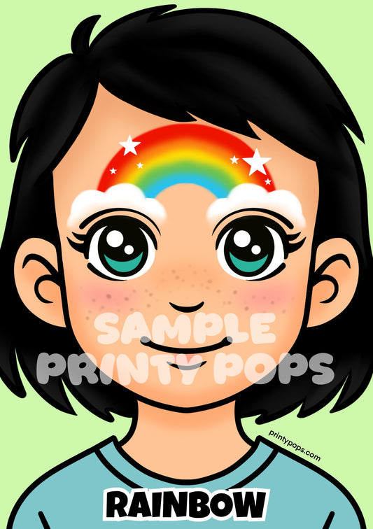 Rainbow - Printed Face Painting Menu Card