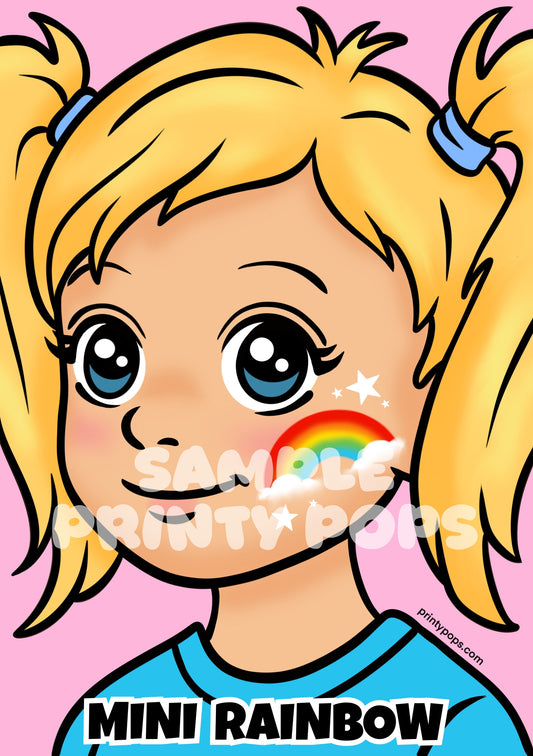 Rainbow Mini - Printed Face Painting Menu Card