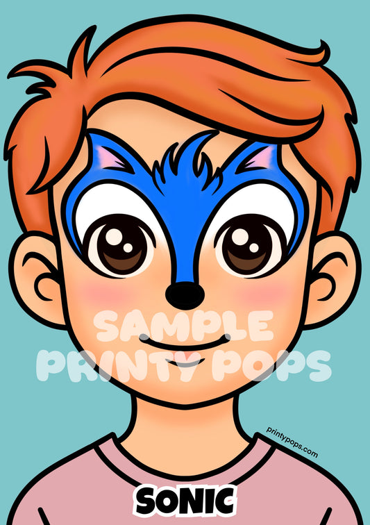 Sonic - Printed Face Painting Menu Card