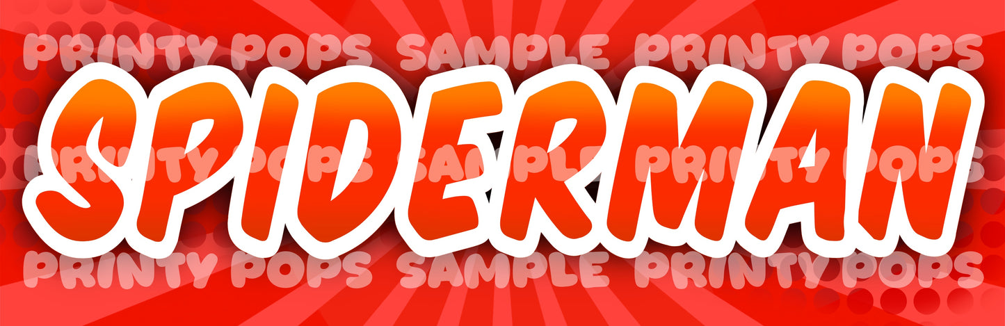 Spiderman - Printed Word Face Painting Menu Card