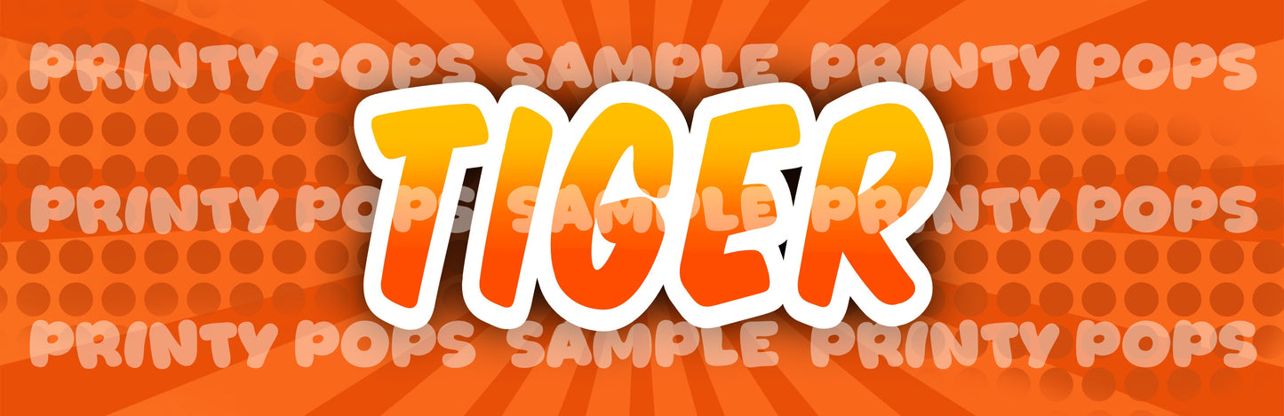 Tiger - DIGITAL Word Face Painting Menu Card