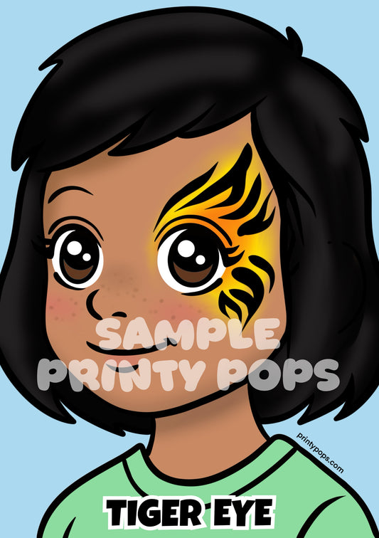 Tiger Eye - Printed Face Painting Menu Card