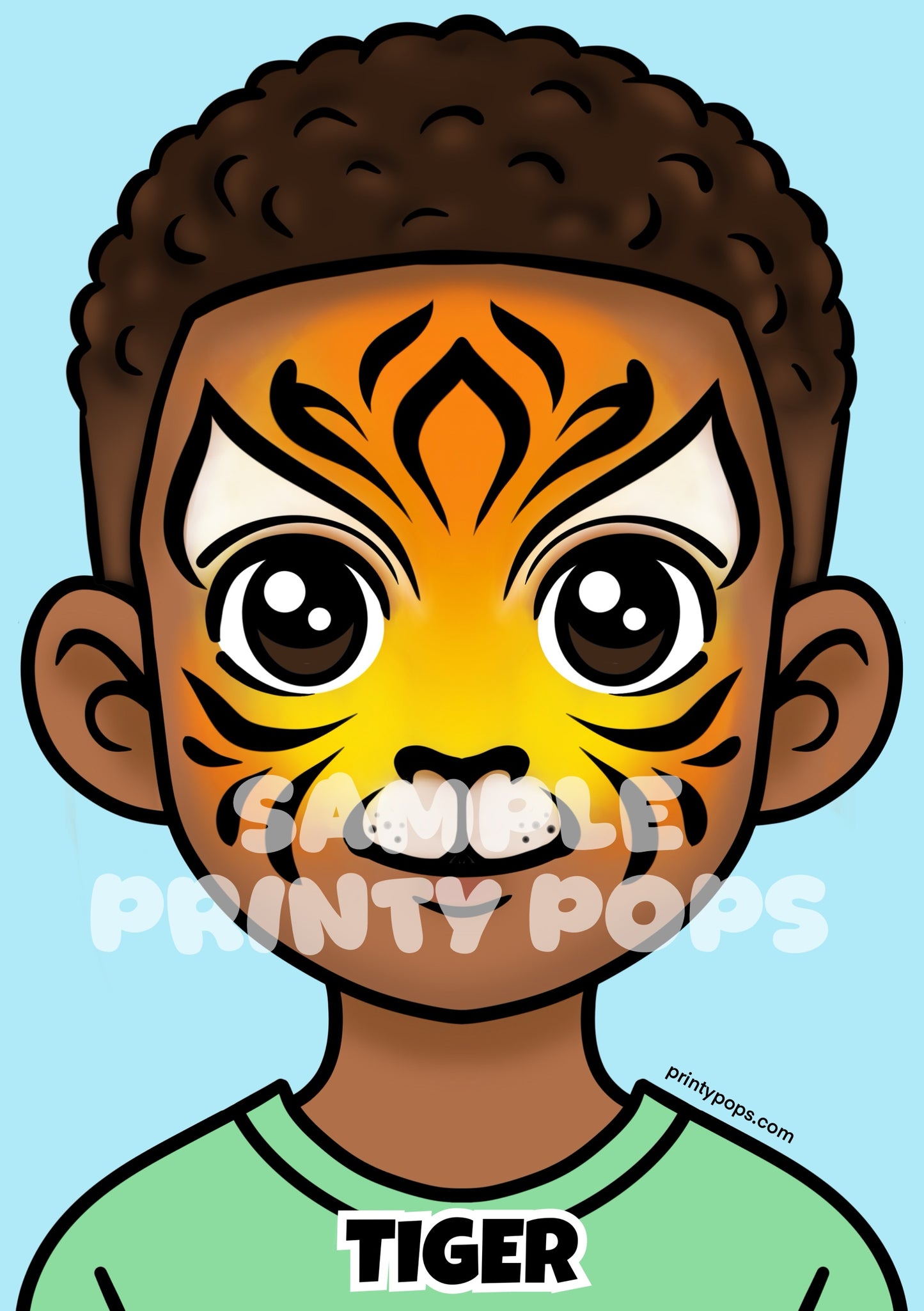 Tiger - Printed Face Painting Menu Card