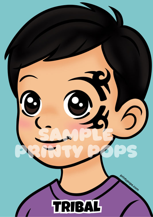 Tribal - Printed Face Painting Menu Card