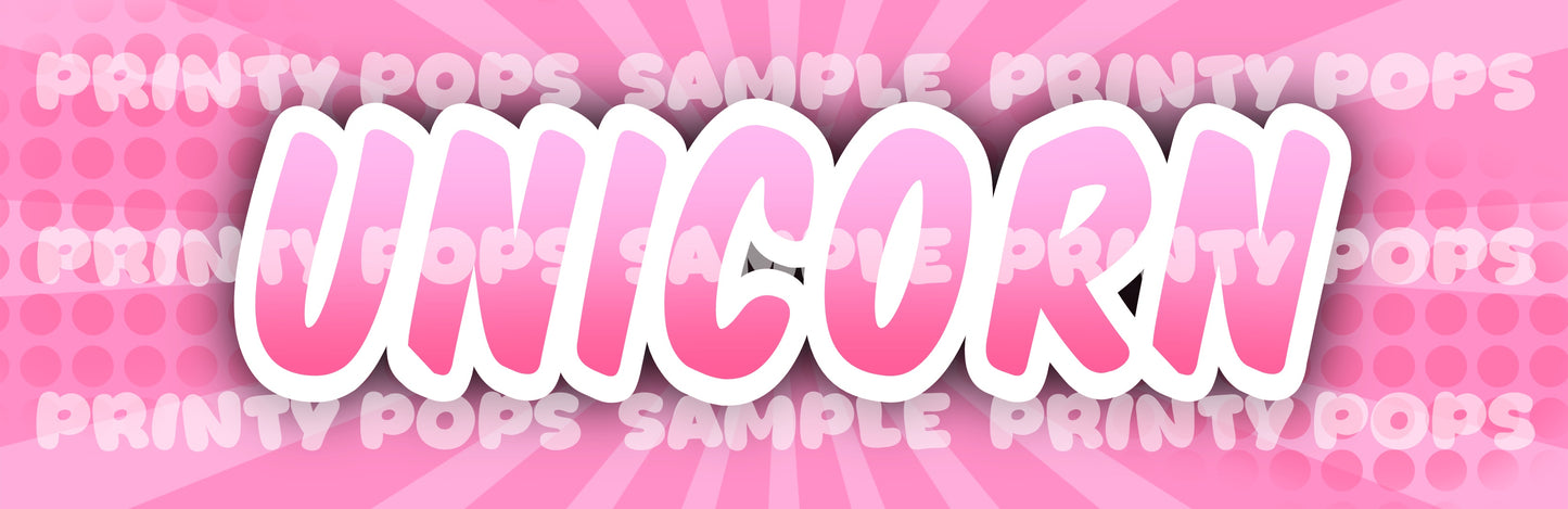 Unicorn - Printed Word Face Painting Menu Card
