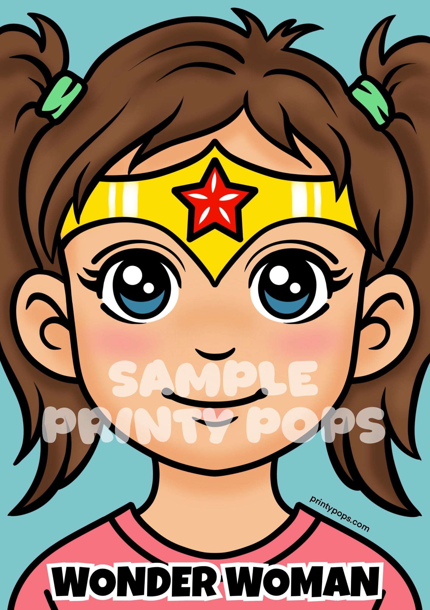 Wonder Woman - Printed Face Painting Menu Card