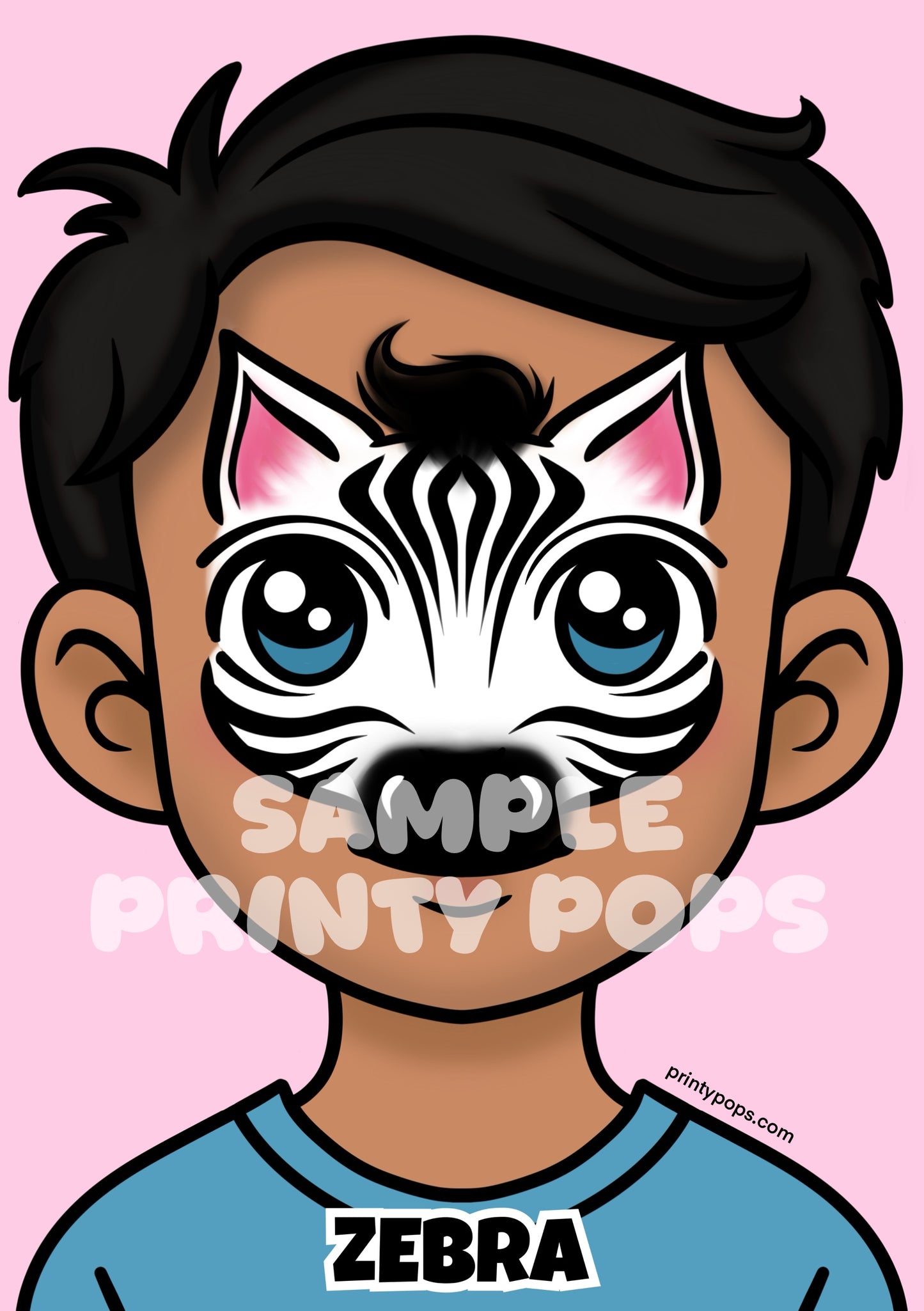 Zebra - Printed Face Painting Menu Card