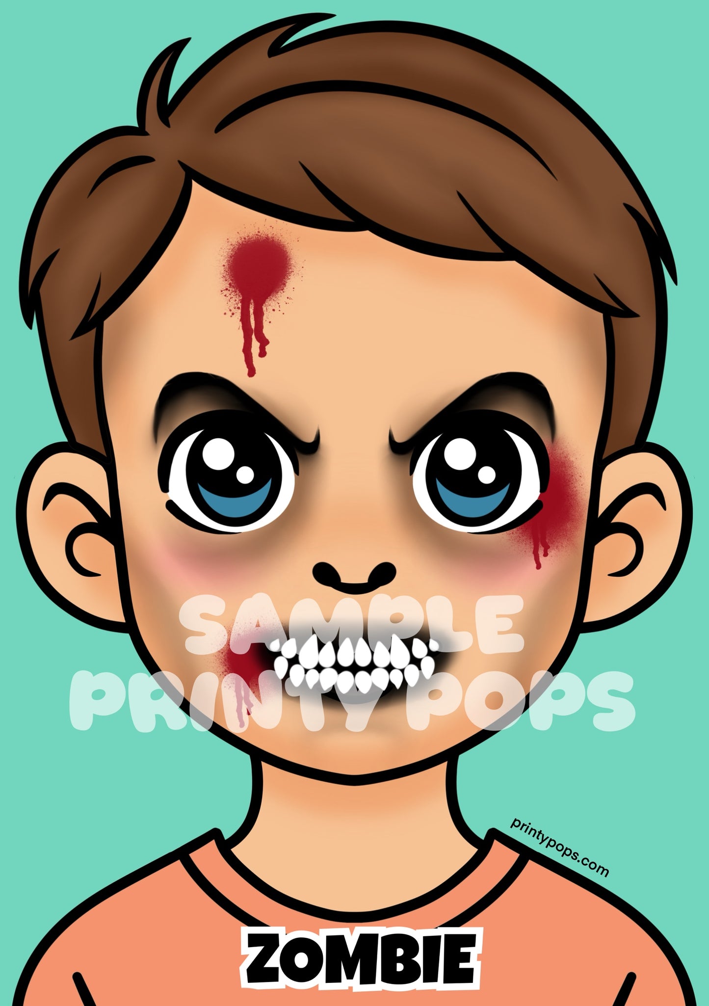 Zombie - Printed Face Painting Menu Card