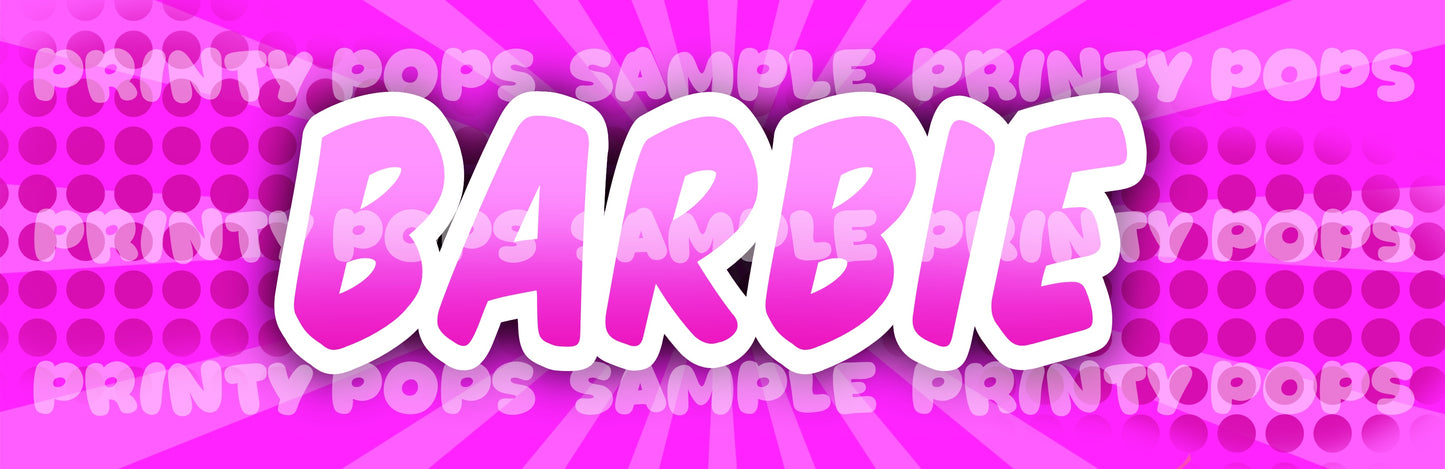 Barbie - Printed Word Face Painting Menu Card