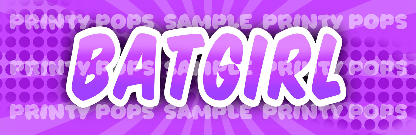 Batgirl - DIGITAL Word Face Painting Menu Card