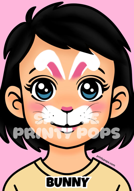 Bunny - Printed Face Painting Menu Card