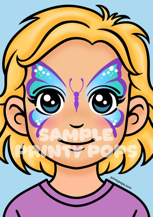 Butterfly - Printed Face Painting Menu Card