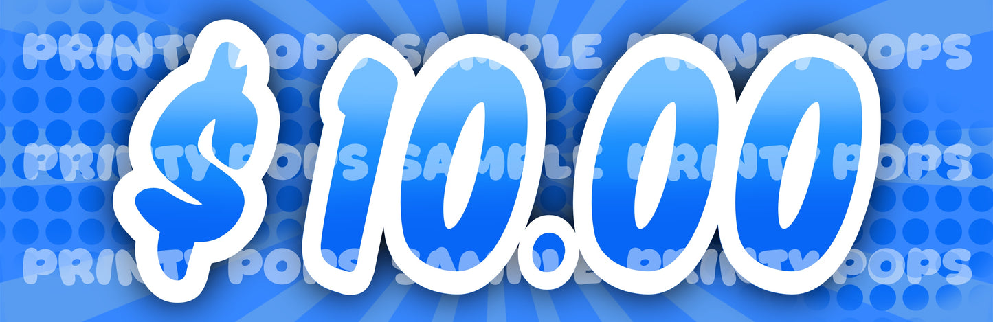 $ Dollar - DIGITAL Price Face Painting Menu Card