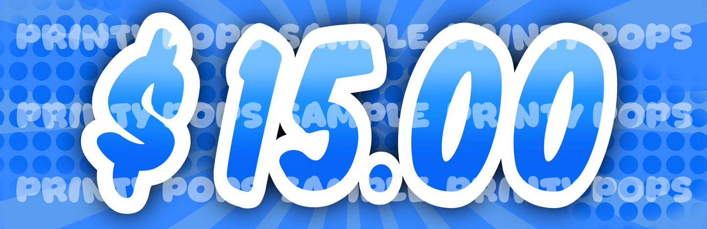 $ Dollar - DIGITAL Price Face Painting Menu Card