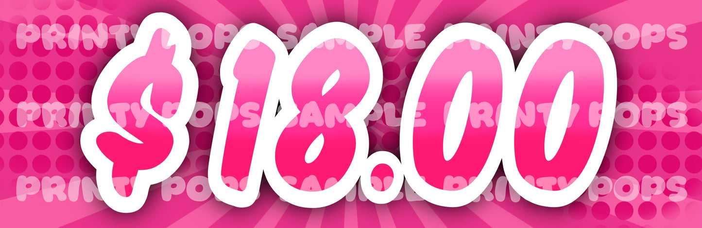 $ Dollar - DIGITAL Price Face Painting Menu Card