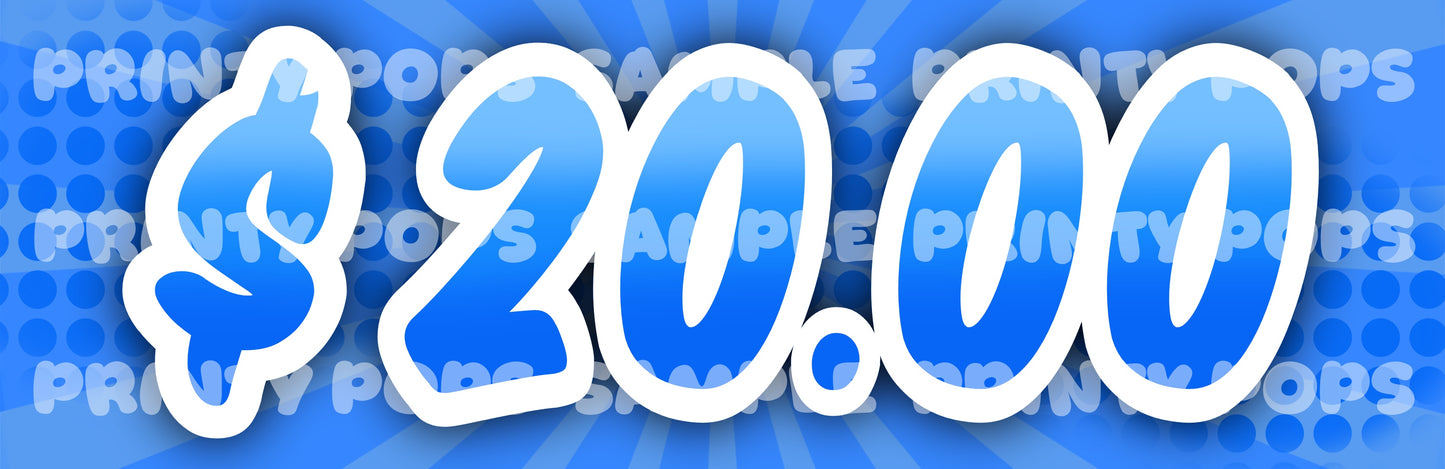 $ Dollar - DIGITAL Price Face Painting Menu Card