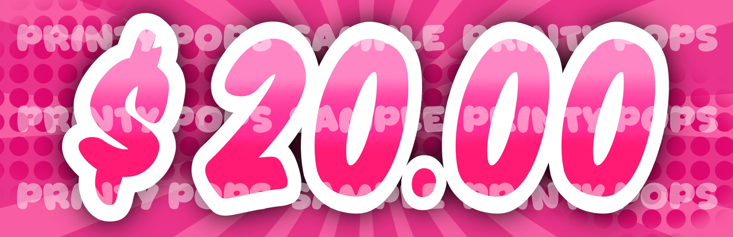 $ Dollar - DIGITAL Price Face Painting Menu Card