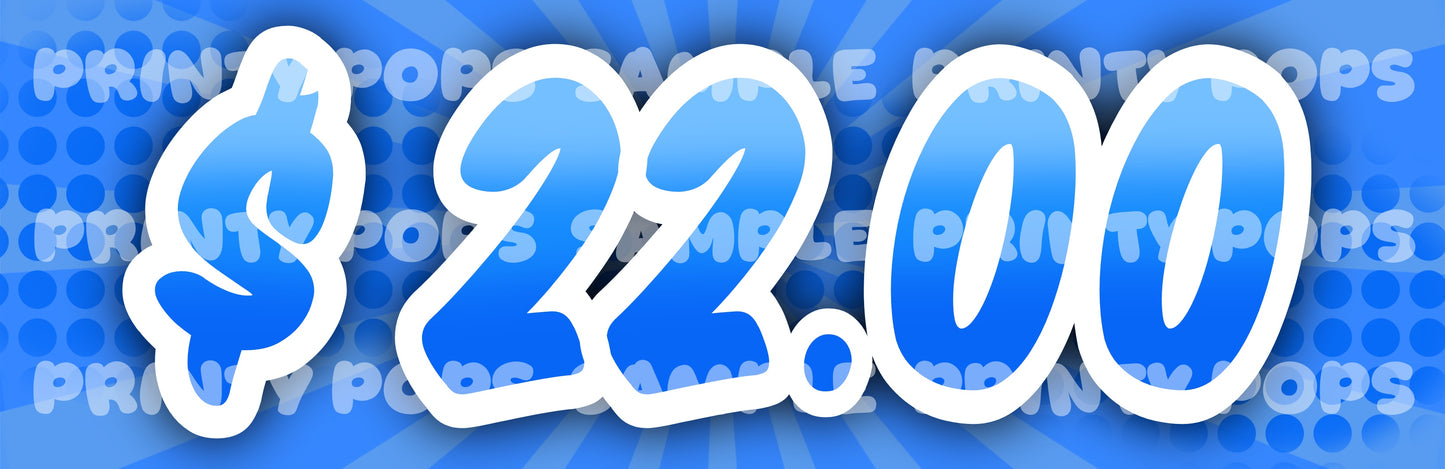 $ Dollar - DIGITAL Price Face Painting Menu Card