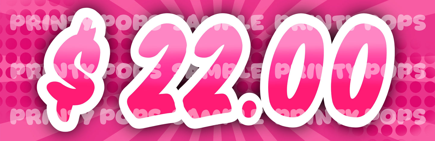 $ Dollar - DIGITAL Price Face Painting Menu Card