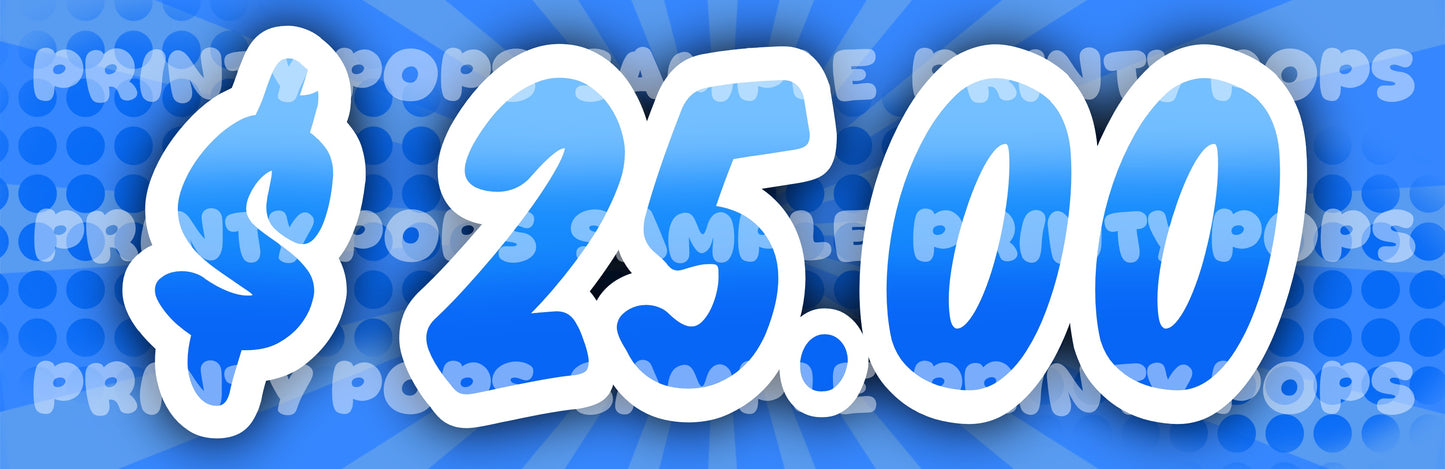 $ Dollar - DIGITAL Price Face Painting Menu Card