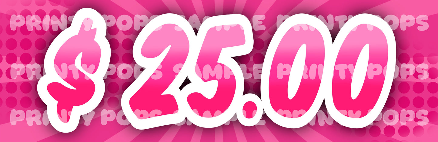 $ Dollar - DIGITAL Price Face Painting Menu Card