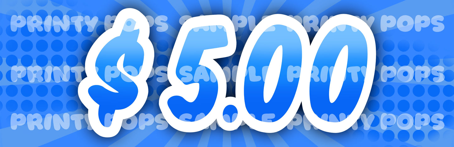 $ Dollar - DIGITAL Price Face Painting Menu Card