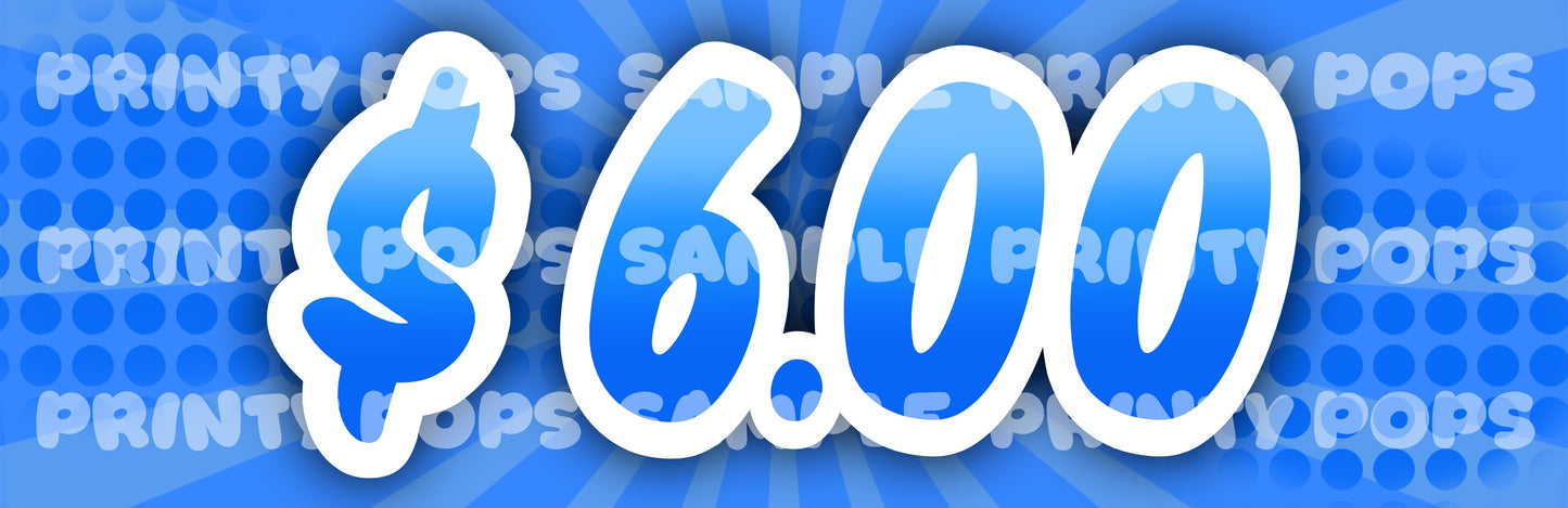 $ Dollar - DIGITAL Price Face Painting Menu Card