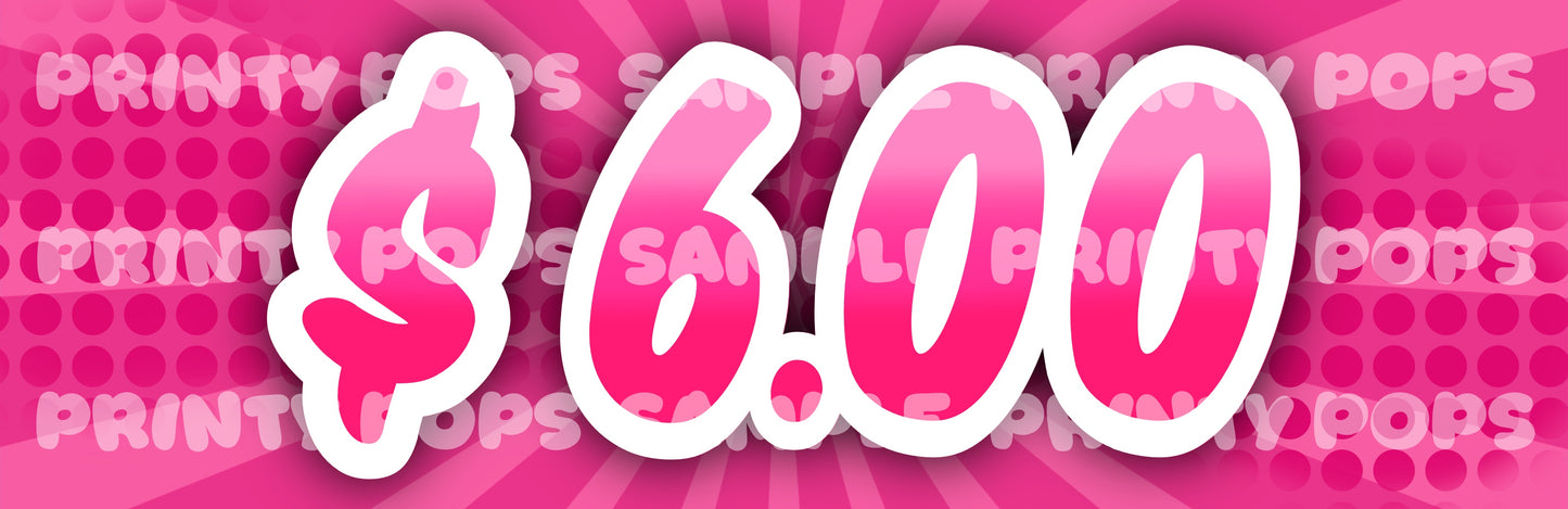 $ Dollar - DIGITAL Price Face Painting Menu Card