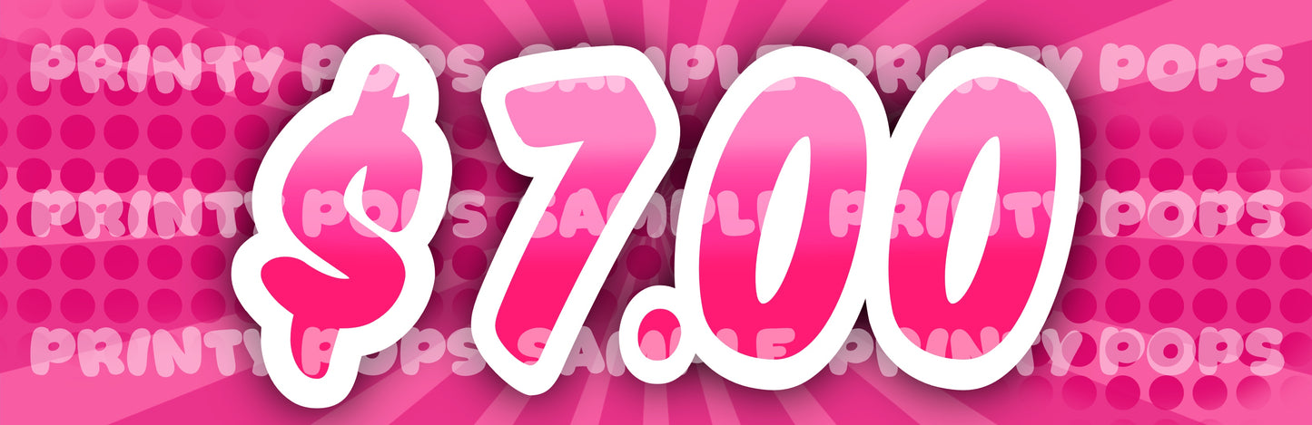 $ Dollar - DIGITAL Price Face Painting Menu Card