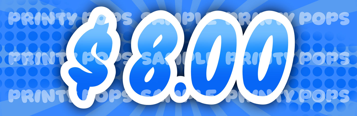 $ Dollar - DIGITAL Price Face Painting Menu Card