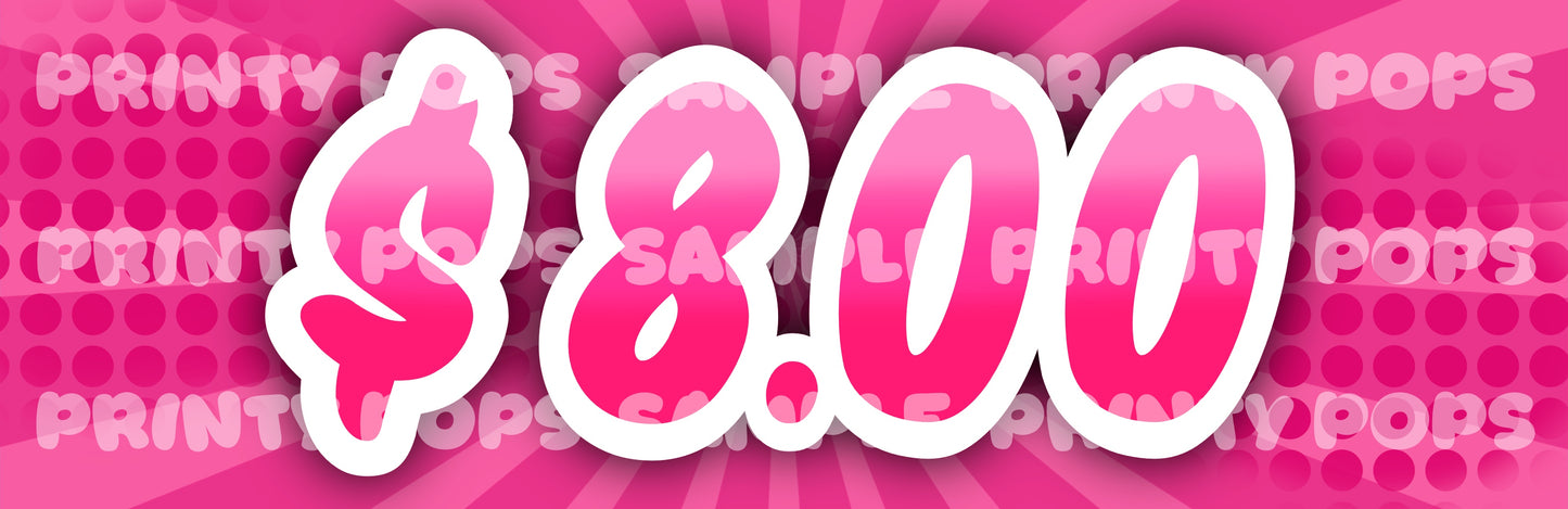 $ Dollar - DIGITAL Price Face Painting Menu Card