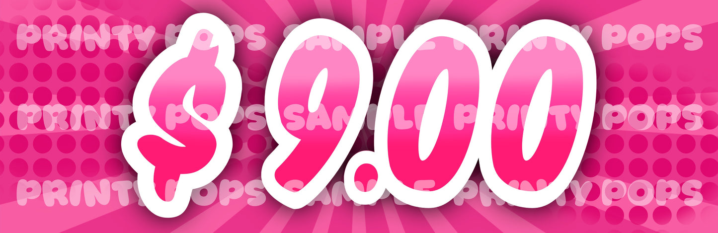 $ Dollar - DIGITAL Price Face Painting Menu Card