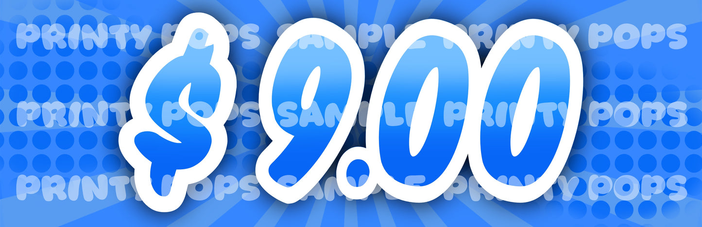 $ Dollar - DIGITAL Price Face Painting Menu Card