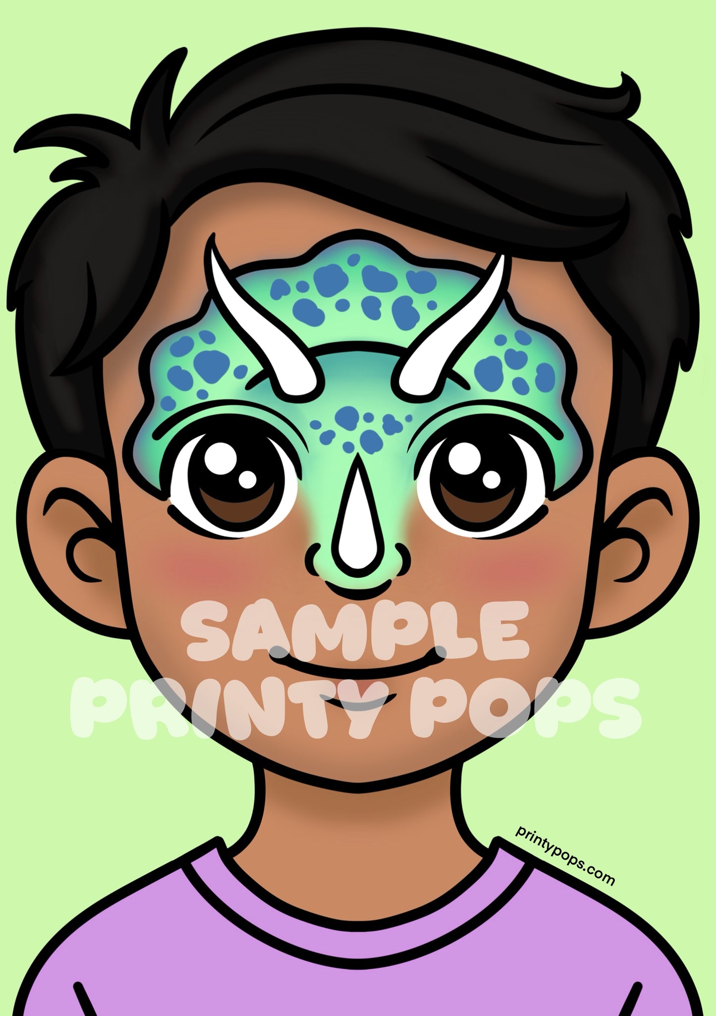 Dinosaur - Printed Face Painting Menu Card