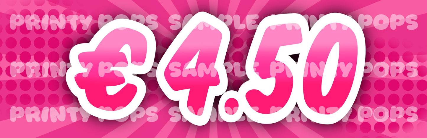 € Euro - Printed Price Face Painting Menu Card
