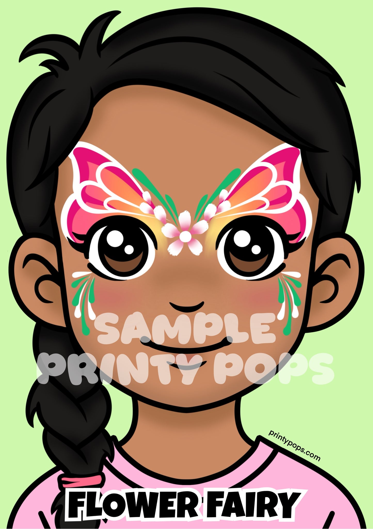 Flower Fairy - Printed Face Painting Menu Card